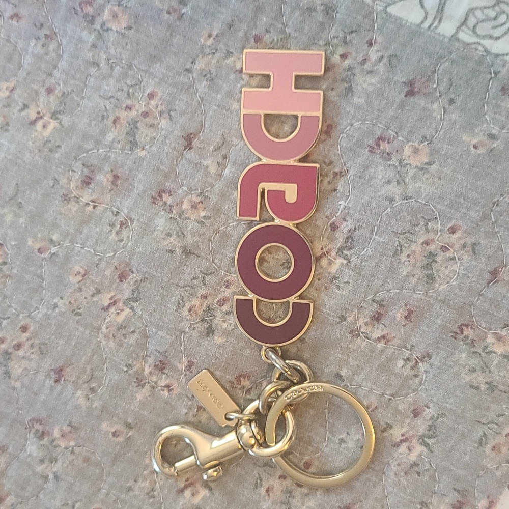 Cute Authentic Coach Keychain Fob Bag Charm Purple & Pink!